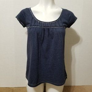Love Rocks top Medium embellished neck rolled hems metallic contrast stitching
